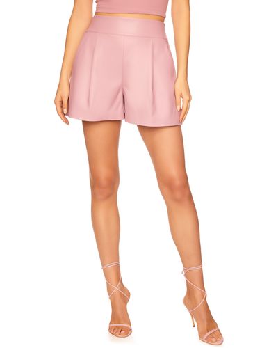 Susana Monaco Faux Leather Pleated Shorts - Pink