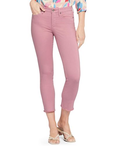 NYDJ Sheri Frayed Hem Slim Jeans - Pink