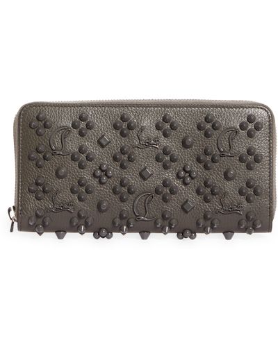 Christian Louboutin Panettone Spiked Calfskin Wallet - Gray