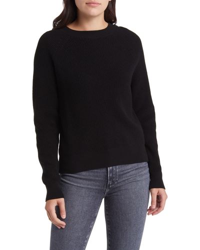 Treasure & Bond Thermal Knit Cotton Sweater - Black
