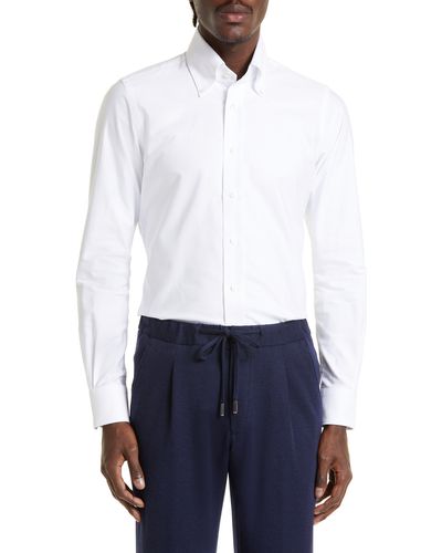 Thom Sweeney Oxford Cotton Button-down Shirt - White