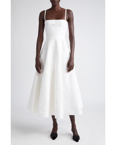 Altuzarra Connie Tiered Cotton Fit & Flare Dress - White