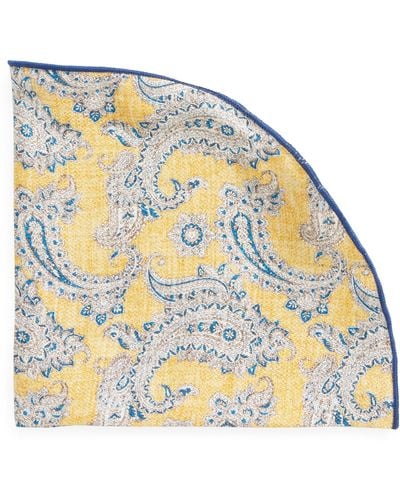 Edward Armah Paisley & Floral Print Reversible Silk Pocket Circle - Yellow