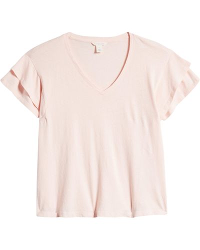 Caslon Caslon(r) Flutter Sleeve Cotton & Linentop - Pink