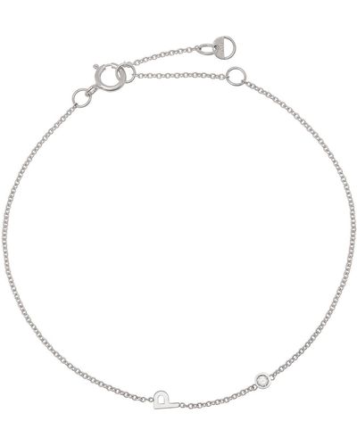 Bychari Initial & Diamond Bracelet - White
