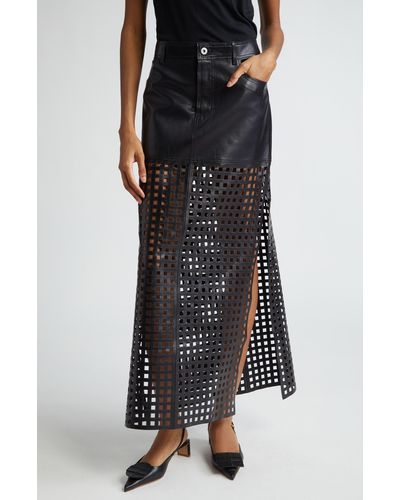 Stand Studio Mavis Grid Cutout Leather Maxi Skirt - Black