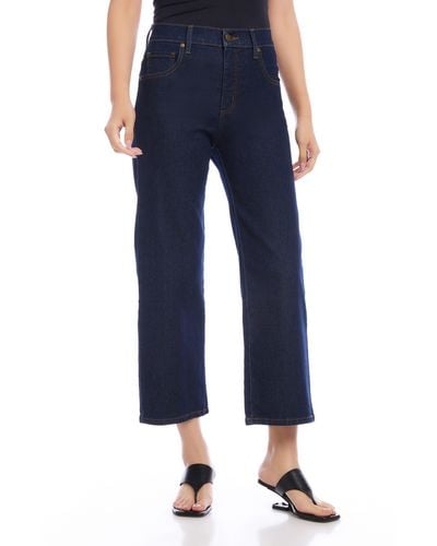 Karen Kane Wide Leg Crop Jeans - Blue