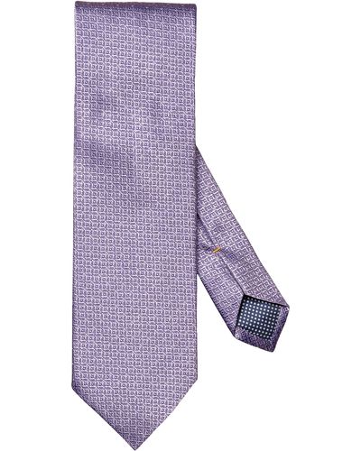 Eton Tonal Geometric Pattern Silk Tie - Purple
