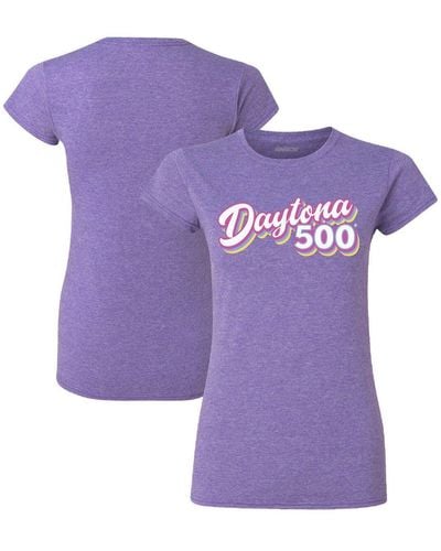 CHECKERED FLAG Heathered Purple Daytona 500 Retro T-shirt