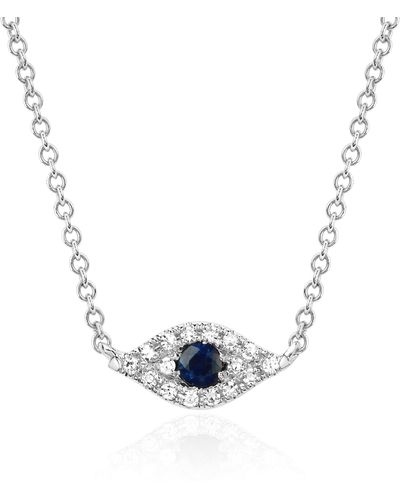 EF Collection Diamond & Sapphire Evil Eye Choker Necklace - Blue