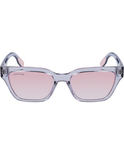 Lacoste 53mm Rectangular Sunglasses - Pink