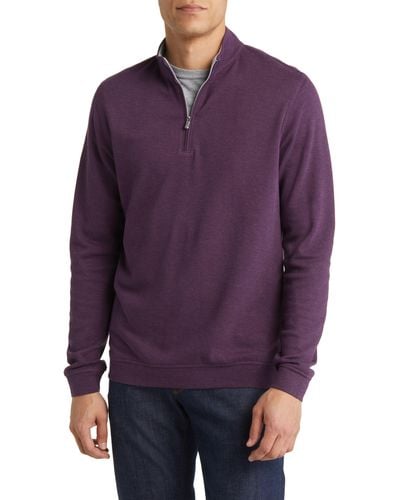 Peter Millar Comfort Interlock Quarter Zip Pullover - Purple