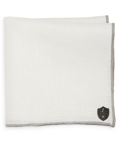 CLIFTON WILSON White Linen Pocket Square With Trim At Nordstrom