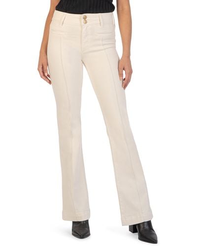 Kut From The Kloth Ana Pintuck Welt Pocket High Waist Flare Jeans - Natural
