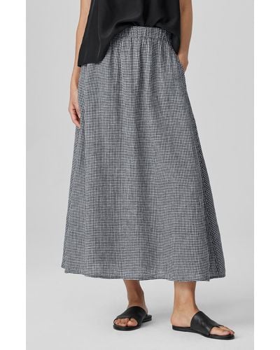 Eileen Fisher Gathered Organic Linen Maxi Skirt - Gray