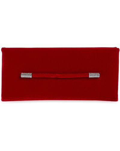 Tom Ford Ava Crystal Embellished Velvet Clutch - Red