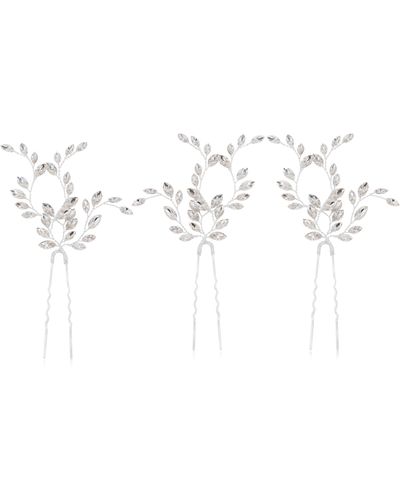 Brides & Hairpins Fawn Set Of 3 Swarovski Crystal Hair Pins - Metallic