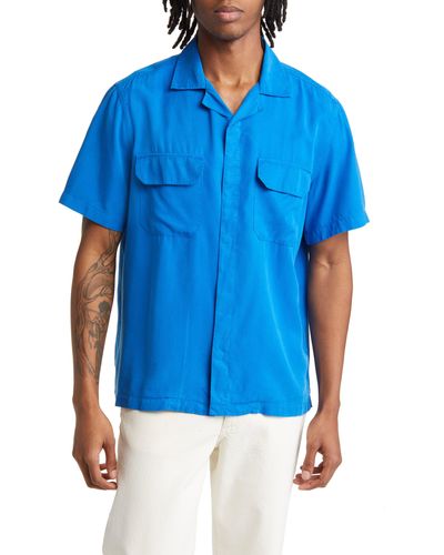 Saturdays NYC Gibson Short Sleeve Camp Shirt - Blue