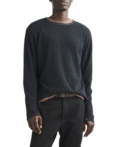 Rag & Bone Kerwin Double Layer Long Sleeve Cotton T-shirt - Black