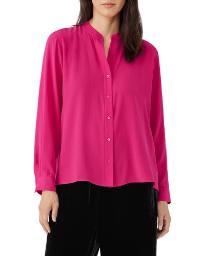 Eileen Fisher Long Sleeve Silk Blouse - Pink