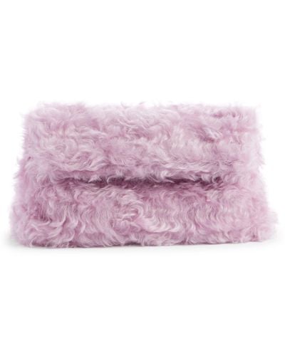Dries Van Noten Fluffy Faux Fur Folded Clutch - Purple