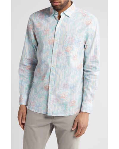 Tommy Bahama Barbados Breeze Why So Koi Linen Button-up Shirt - Blue