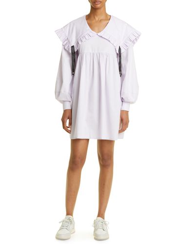 KkCo Sailor Long Sleeve Cotton Poplin Babydoll Minidress - White