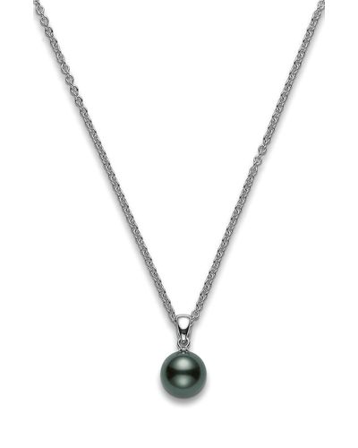 Mikimoto Black South Sea Pearl Pendant Necklace - Metallic