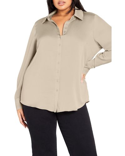 City Chic Genevieve Woven Shirt - Natural