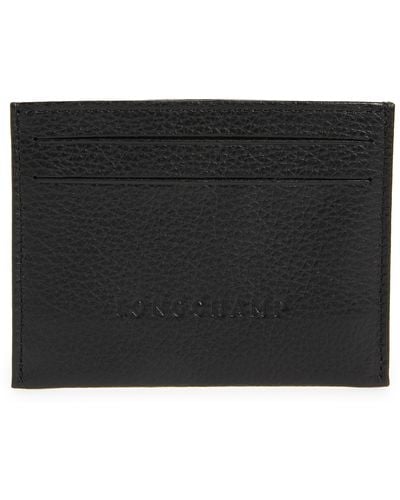 Longchamp Le Foulonné Leather Card Case - Black