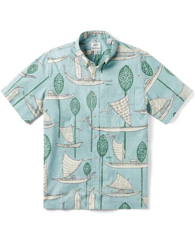 Reyn Spooner South Pacific Voyagers Cotton Blend Button-down Shirt - Blue