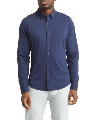Rhone Commuter Slim Fit Button-up Shirt - Blue