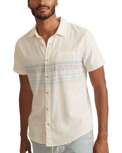 Marine Layer Selvage Stretch Short Sleeve Camp Shirt - Natural