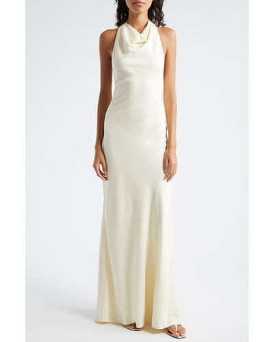STAUD Cowl Neck Gown - White