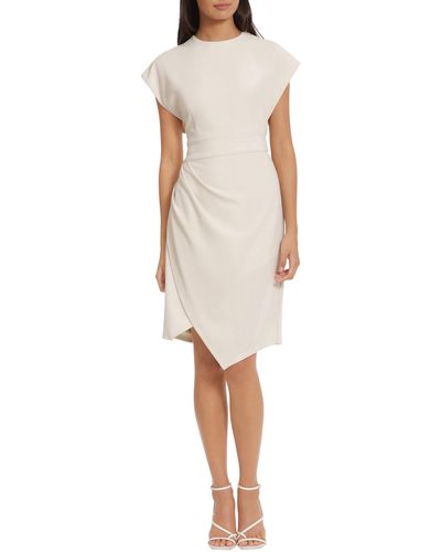 DONNA MORGAN FOR MAGGY Side Gathered Sheath Dress - Natural