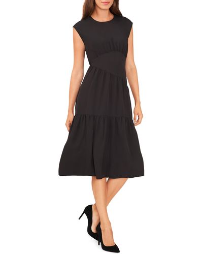 Halogen® Halogen(r) Asymmetric Tiered Midi Dress - Black