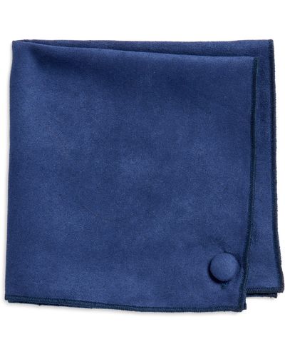CLIFTON WILSON Solid Sueded Cotton Pocket Square - Blue