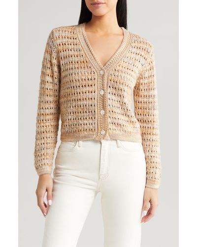 All In Favor Marled Open Stitch Cardigan In At Nordstrom, Size Small - Natural