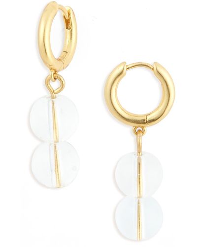 Madewell Glass Beaded huggie Hoop Earrings - White