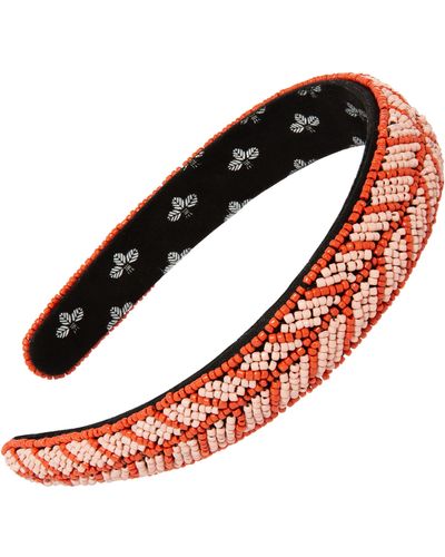 L. Erickson Evie Beaded Headband - Red