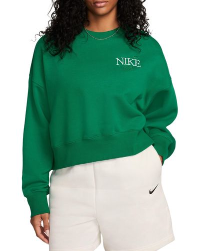 Nike Phoenix Fleece Varsity Oversize Crewneck Sweatshirt - Green