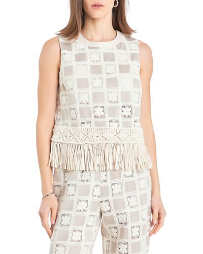 English Factory Crochet Lace Patchwork Tank - White