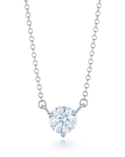 Kwiat Round Diamond Solitaire Pendant Necklace - Blue