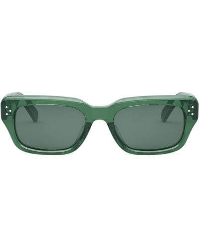 Celine Bold 3 Dot Rectangular Sunglasses - Green