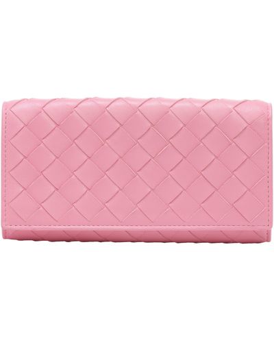 Bottega Veneta Large Intrecciato Flap Wallet - Pink