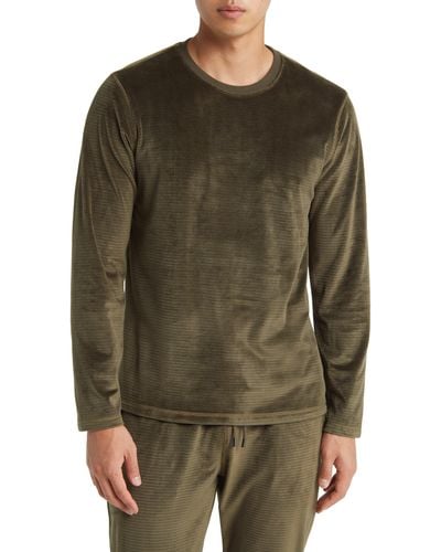 Daniel Buchler Chainlink Velour Long Sleeve Pajama T-shirt - Green