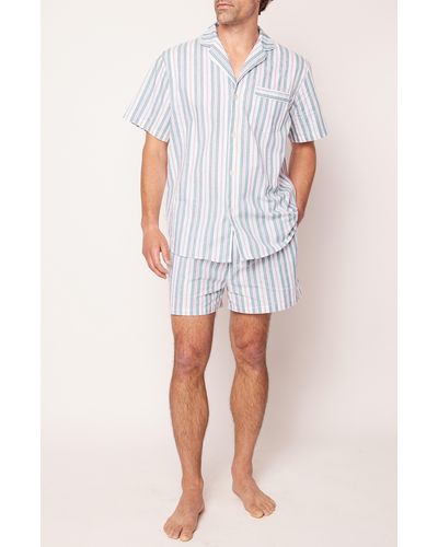 Petite Plume Vintage Stripe Cotton Short Pajamas - White