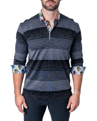 Maceoo Newton Undecided Long Sleeve Polo At Nordstrom - Blue