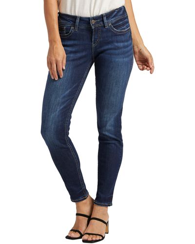 Silver Jeans Co. Suki Distressed Skinny Fit Jeans - Blue