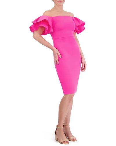 Eliza J Ruffled Off-the-shoulder Cocktail Dress - Pink